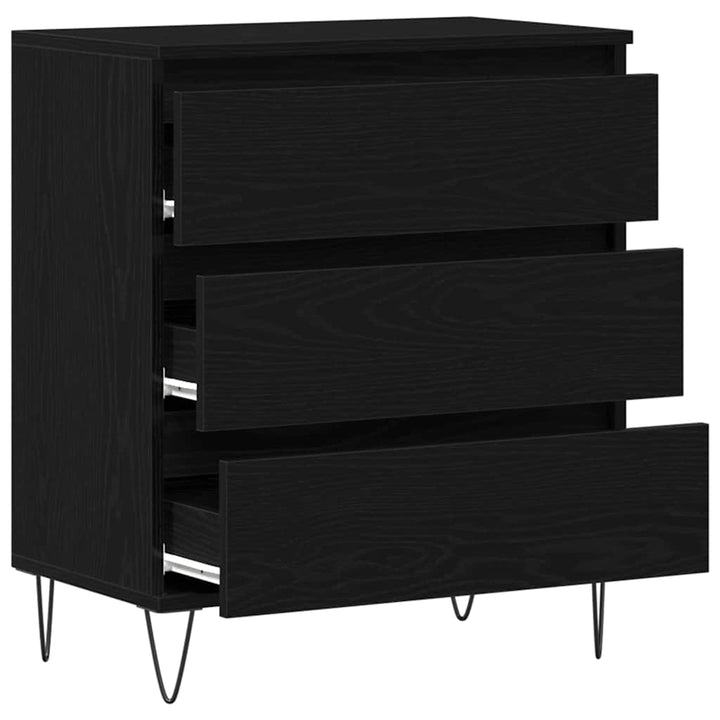 Sideboard med skuffe Sort eg 60 x 35 x 70 cm Konstrueret træ