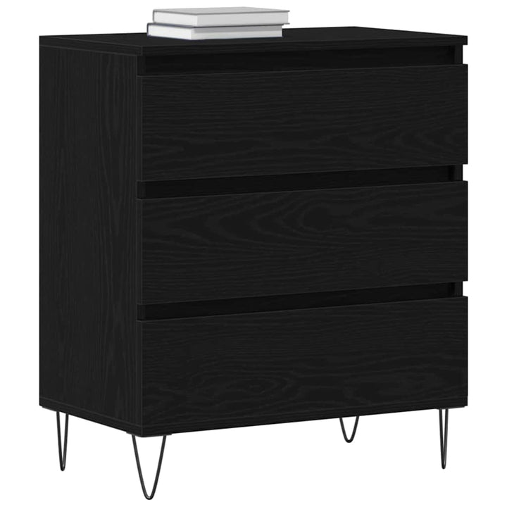 Sideboard med skuffe Sort eg 60 x 35 x 70 cm Konstrueret træ