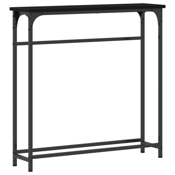 Konsolbord med hylde Sort eg 75 x 19,5 x 75 cm Konstrueret træ