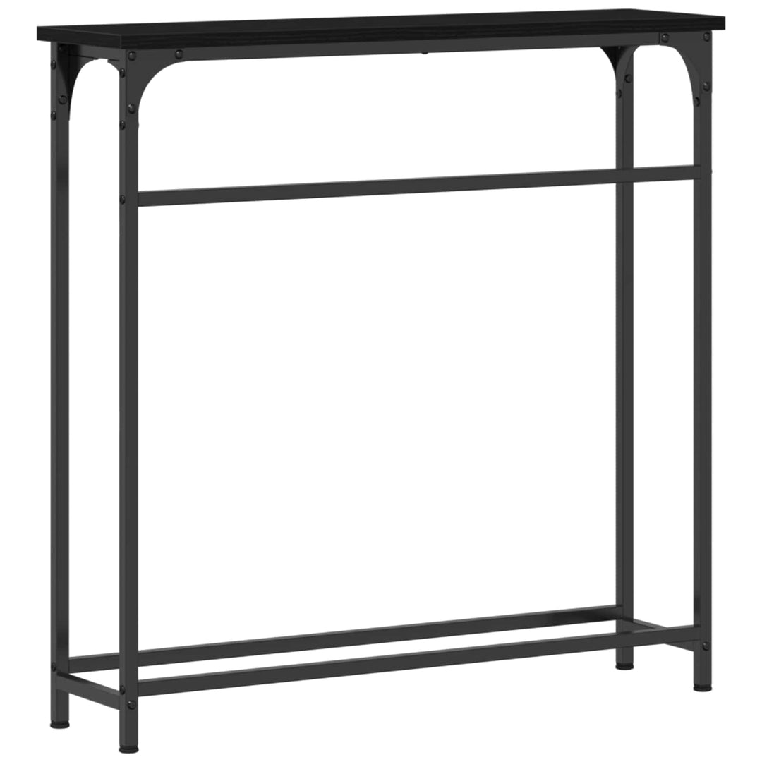 Konsolbord med hylde Sort eg 75 x 19,5 x 75 cm Konstrueret træ