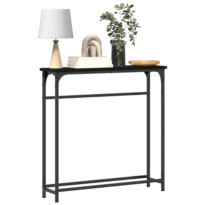 Konsolbord med hylde Sort eg 75 x 19,5 x 75 cm Konstrueret træ