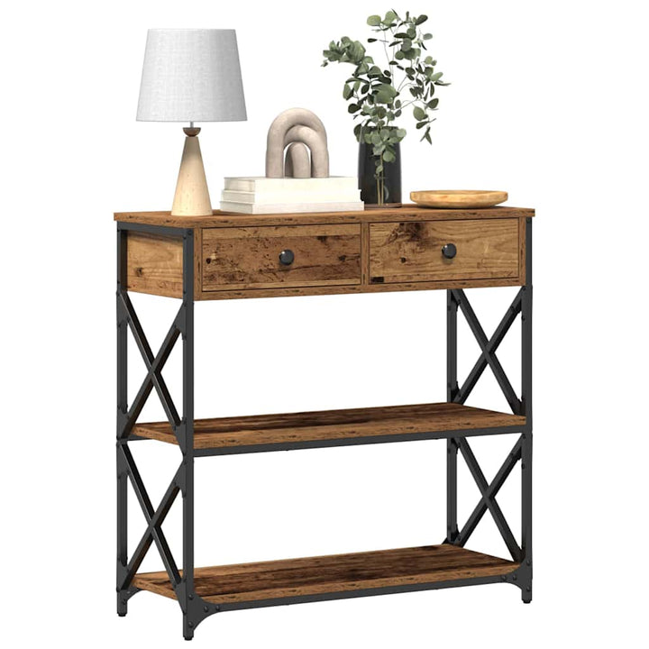 Konsol Bord Gammelt træ 75 x 28 x 75 cm Laminat træ og metal
