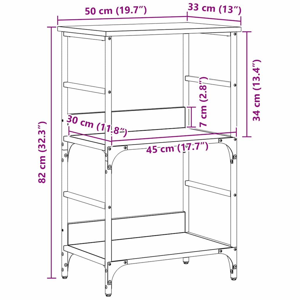 Bogreol Sort eg 50 x 33 x 82 cm Konstrueret træ