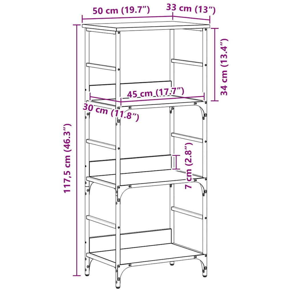 Bogreol Sort eg 50 x 33 x 117,5 cm Konstrueret træ