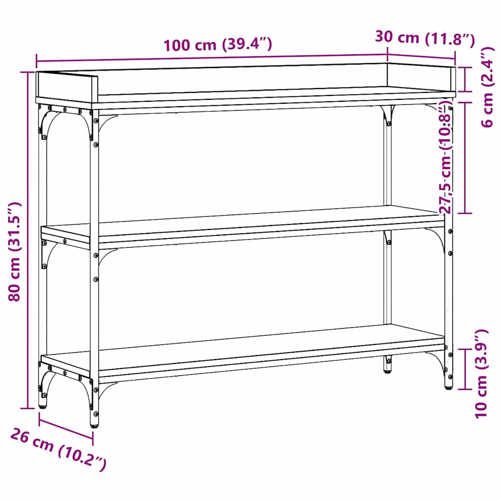 Konsolbord artisan eg 100 x 30 x 80 cm Laminat træ og metal