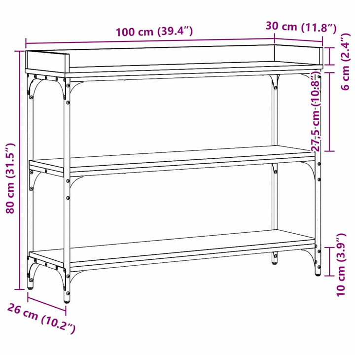 Konsolbord artisan eg 100 x 30 x 80 cm Laminat træ og metal