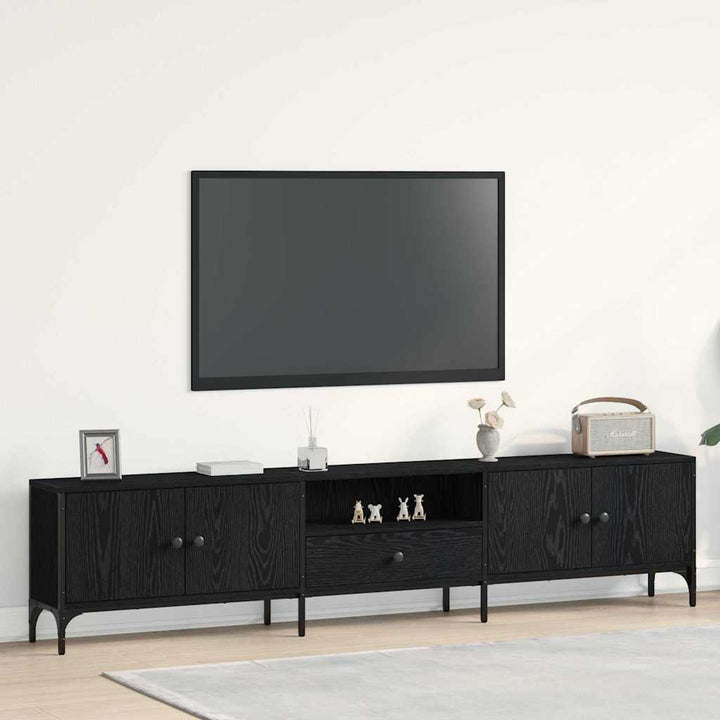 TV-skab med skuffe Sort eg 200 x 25 x 44 cm Konstrueret træ