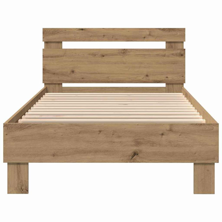Sengestel med LED Artisan Egetræ 90 x 200 cm Konstrueret træ