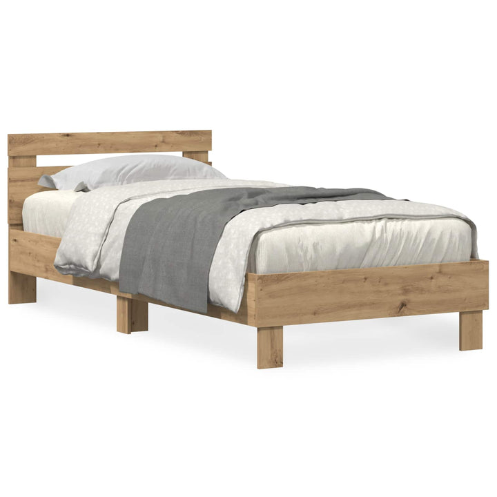 Sengestel med LED Artisan Egetræ 90 x 190 cm Konstrueret træ