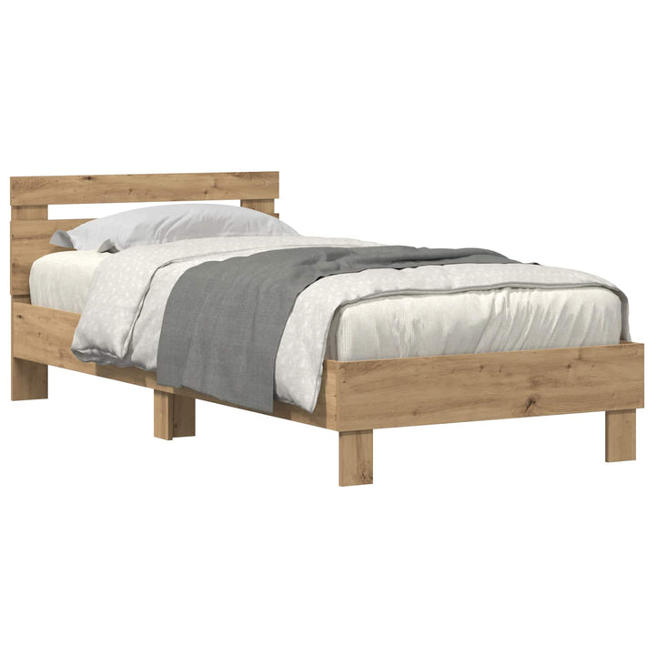 Sengestel med LED Artisan Egetræ 90 x 190 cm Konstrueret træ