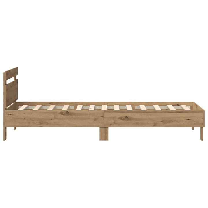 Sengestel med LED Artisan Egetræ 90 x 190 cm Konstrueret træ