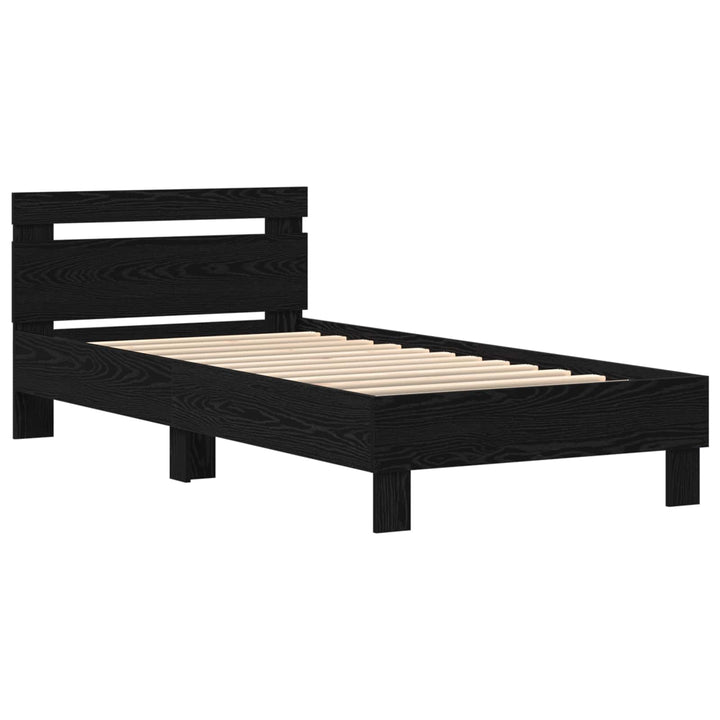 Sengestel med hovedgærde Sort eg 90 x 190 cm Konstrueret træ