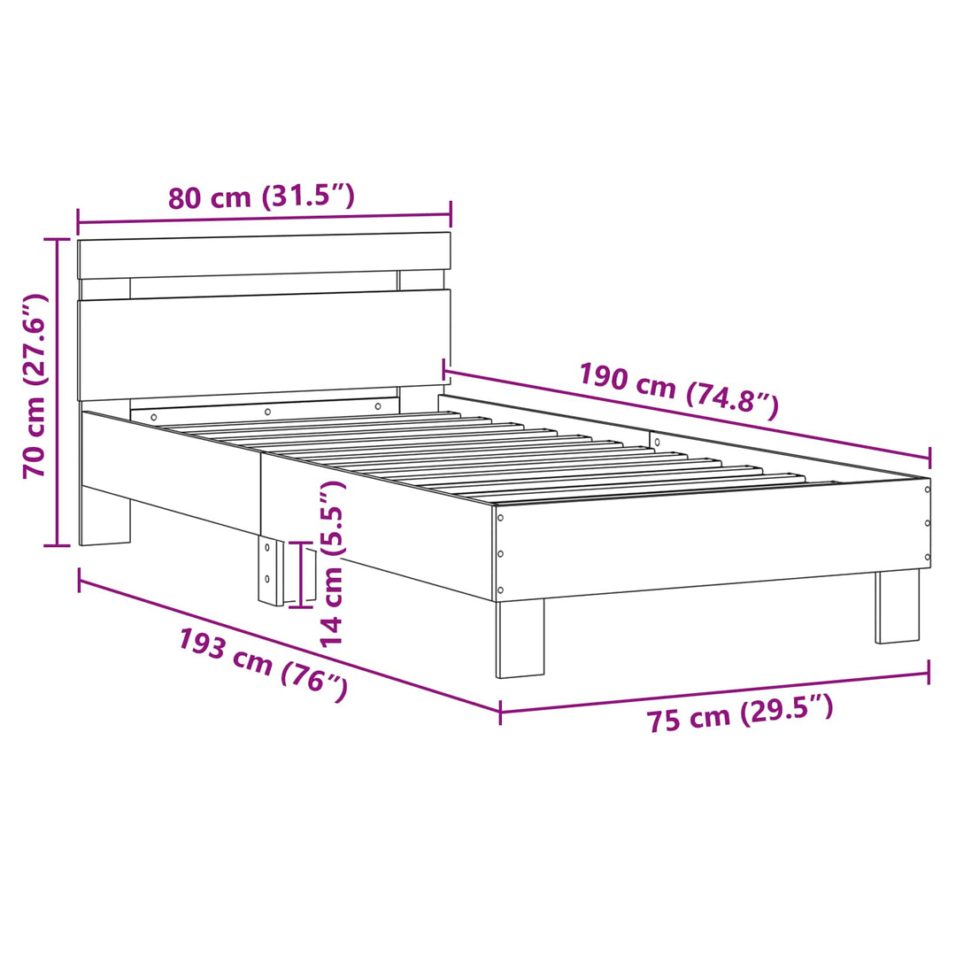Sengestel Gammelt træ 75 x 190 cm Konstrueret træ