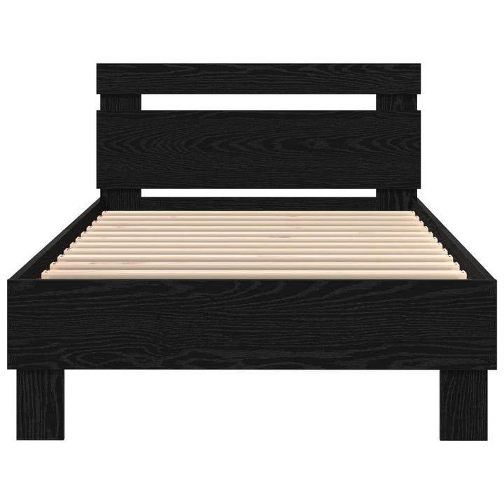 Sengestel med hovedgærde Sort eg 75 x 190 cm Konstrueret træ