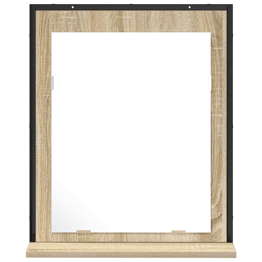 Badeværelsesspejl Sort 50 x 12 x 60 cm Glas og Ingeniørtræ