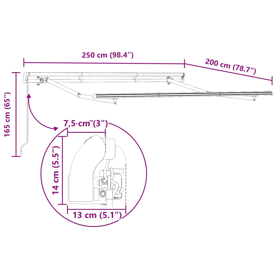 Utrækkelig Markise Blå 250 x 200 cm Stof