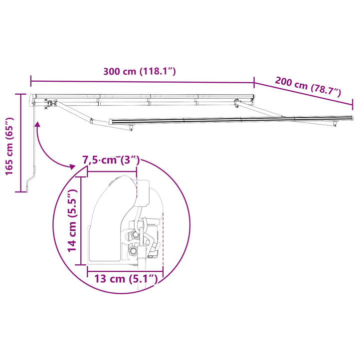 Utrækkelig Markise Gul 300 x 200 cm Stof
