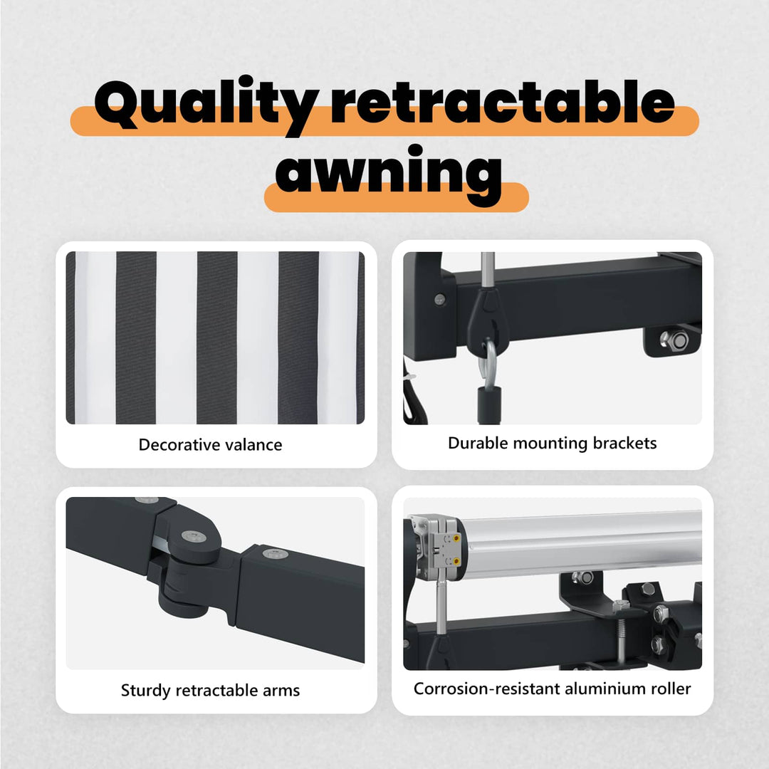 Utrækkelig Markise Antracit 350 x 200 cm Stof