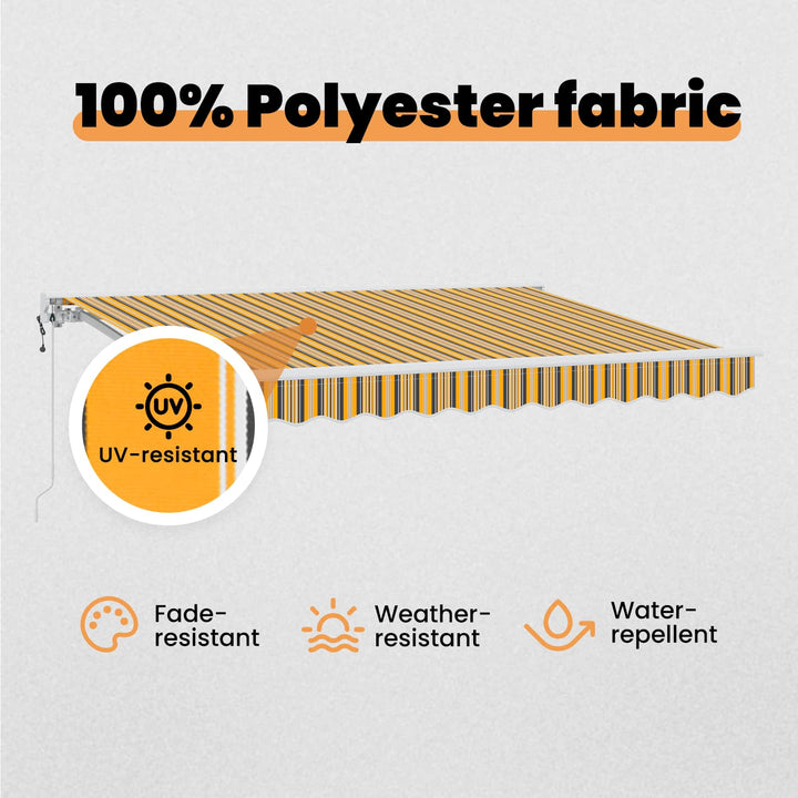 Markiseramme Gul og Grå 350 x 200 cm Polyester med PU belægning