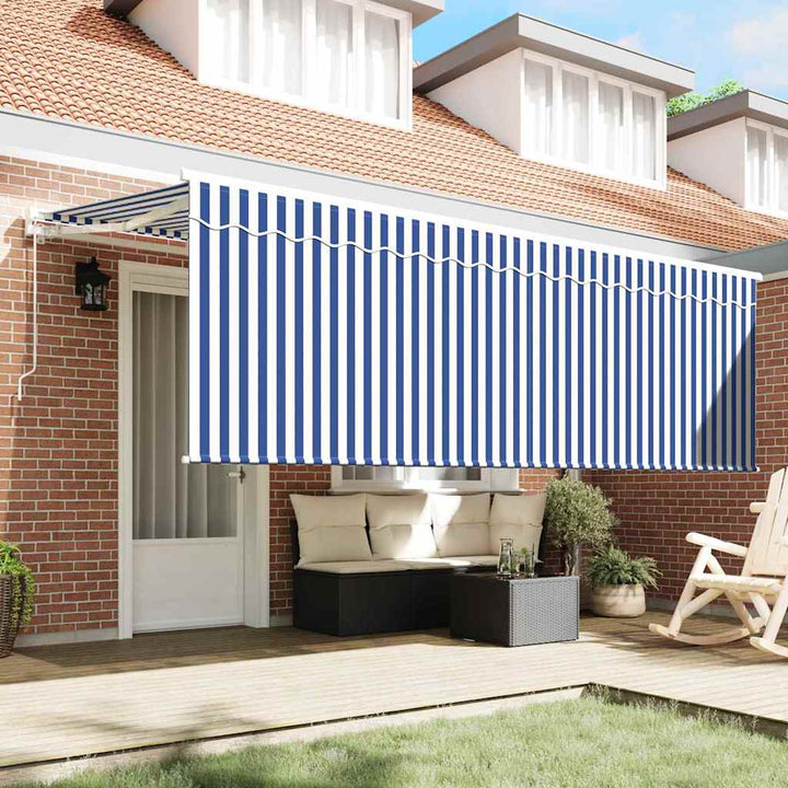 Udtrækkelig markise Blå og Hvid 400 x 200 cm