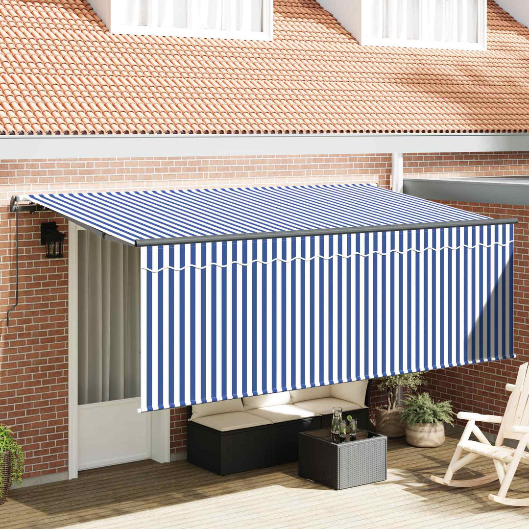 Udtrækkelig markise Blå og Hvid 400 x 200 cm