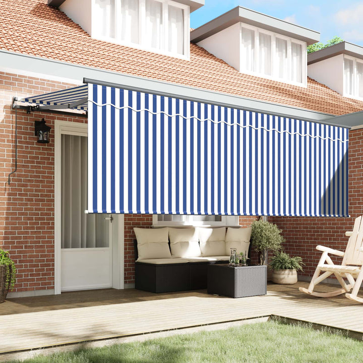 Udtrækkelig markise Blå og Hvid 400 x 200 cm
