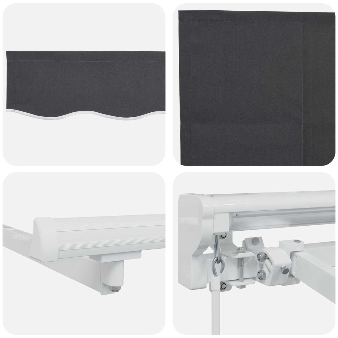 Utrækkelig Markise Antracit 400 x 200 cm Polyester og Aluminium