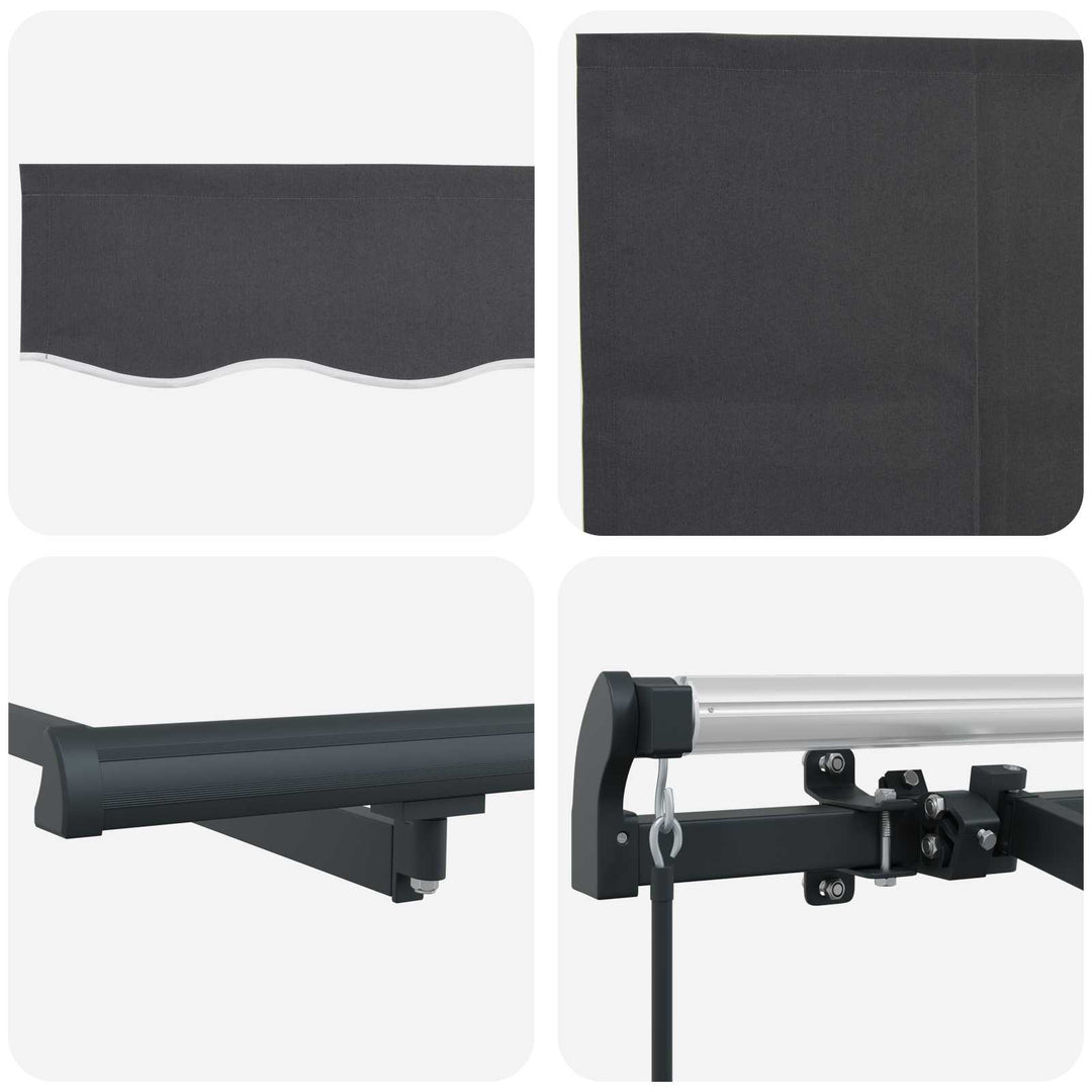 Utrækkelig Markise Antracit 400 x 200 cm Polyester og Aluminium