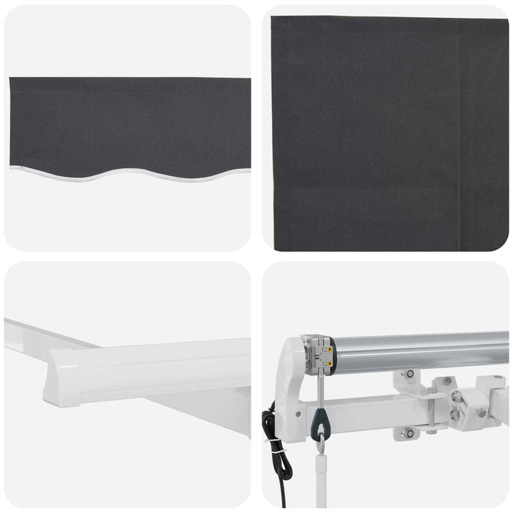 Utrækkelig Markise Antracit 400 x 200 cm Polyester og Aluminium