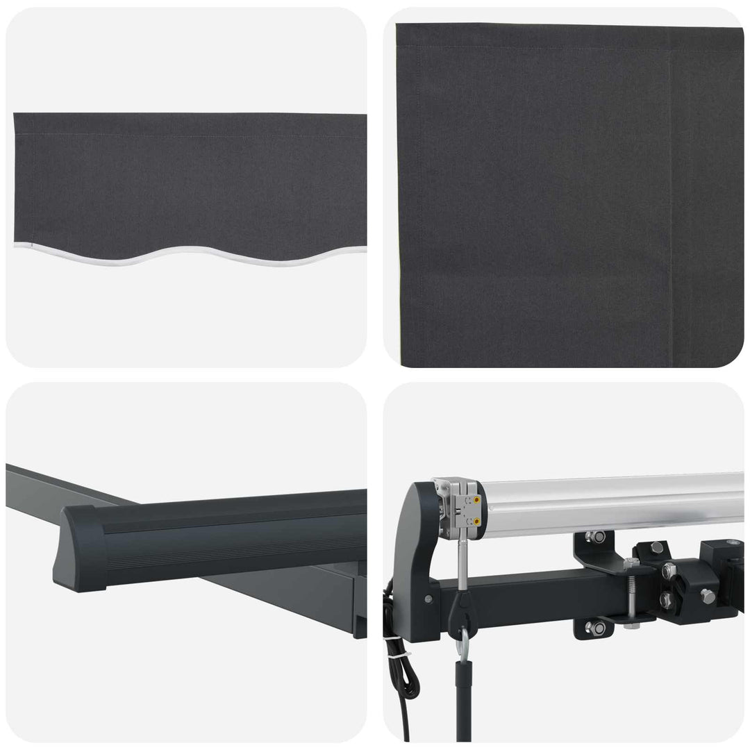 Utrækkelig Markise Antracit 400 x 200 cm Polyester og Aluminium