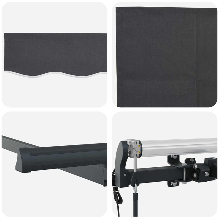 Utrækkelig Markise Antracit 400 x 200 cm Polyester og Aluminium