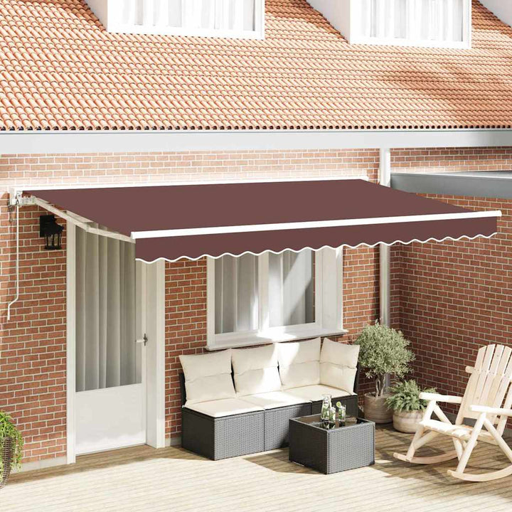 Markiseramme Brun 400 x 200 cm Polyester med PU belægning