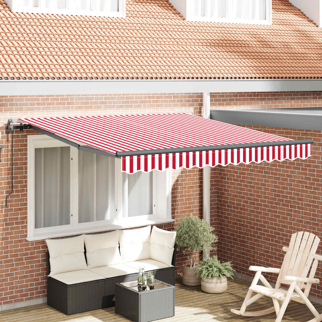 Udtrækkelig markise Rød og Hvid 300 x 250 cm Stof og aluminium