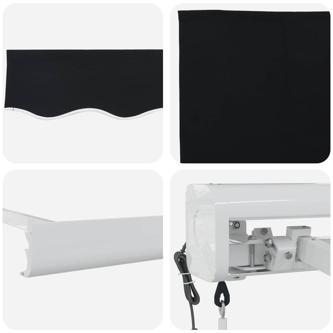 Udtrækkelig markise Sort 300 x 250 x 165 cm Stof og Metal
