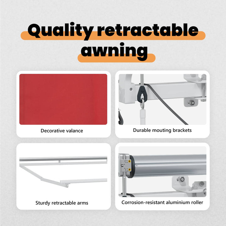 Udtrækkelig markise Rød 300 x 250 cm Polyester
