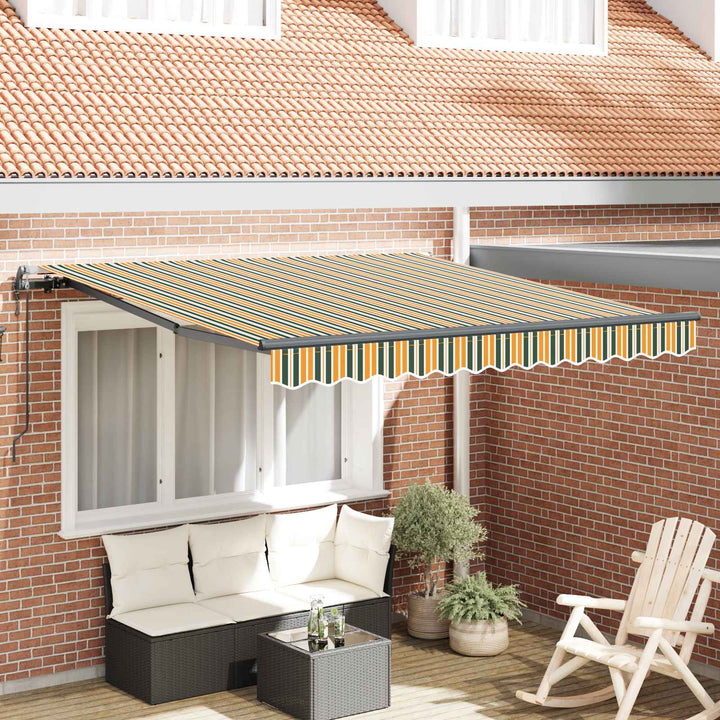 Udtrækkelig markise Grøn og gul 300 x 250 cm Stof og aluminium