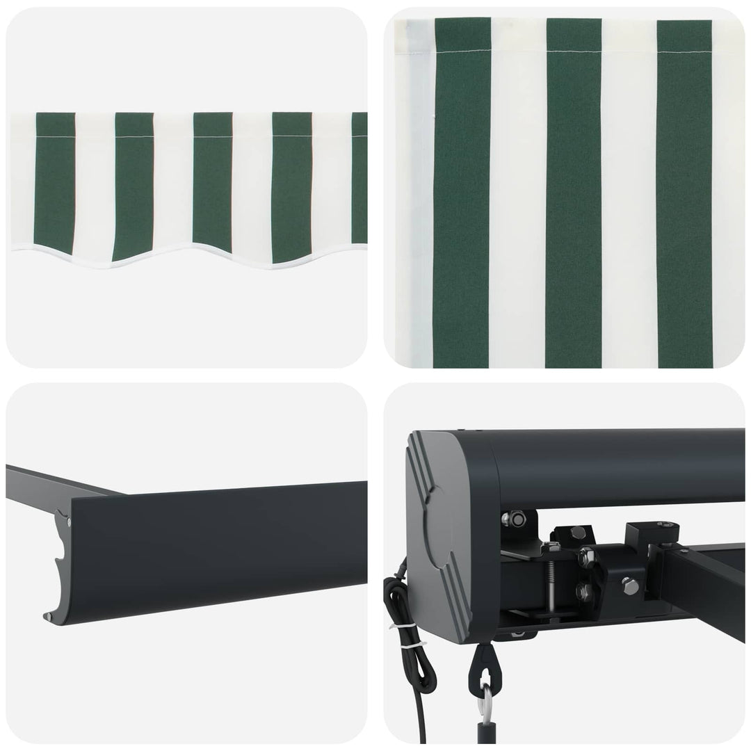 Markise Grøn og Hvid 300 x 250 x 165 cm Polyester og Aluminium
