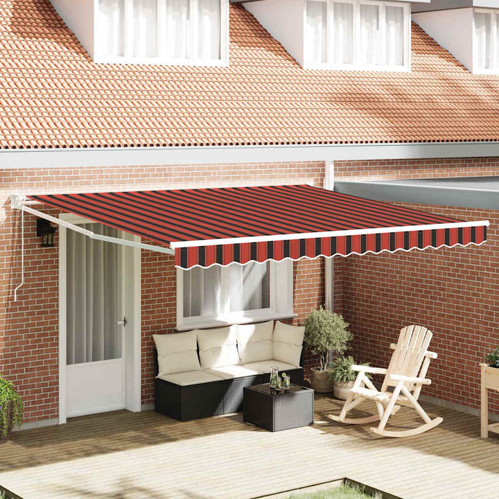 Udtrækkelig markise Rød og Sort 350 x 250 cm Stof og aluminium