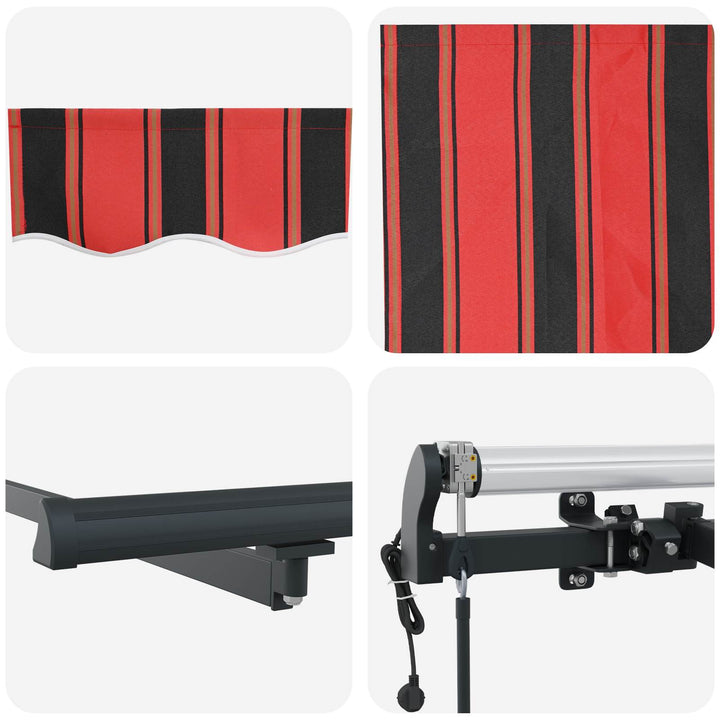 Udtrækkelig markise Rød og Sort 350 x 250 cm Stof og aluminium