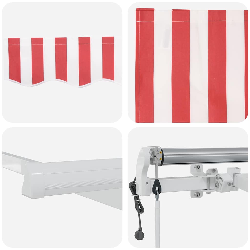Udtrækkelig markise Rød og Hvid 350 x 250 cm Stof og aluminium