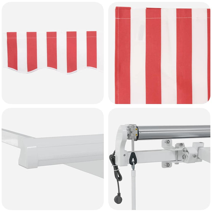 Udtrækkelig markise Rød og Hvid 350 x 250 cm Stof og aluminium