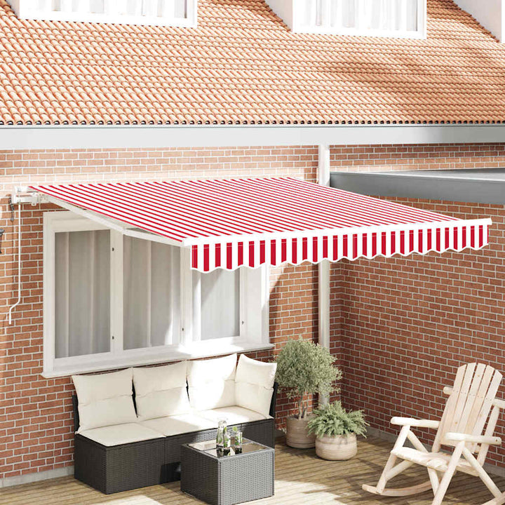 Udtrækkelig markise Rød og Hvid 350 x 250 cm Stof og aluminium