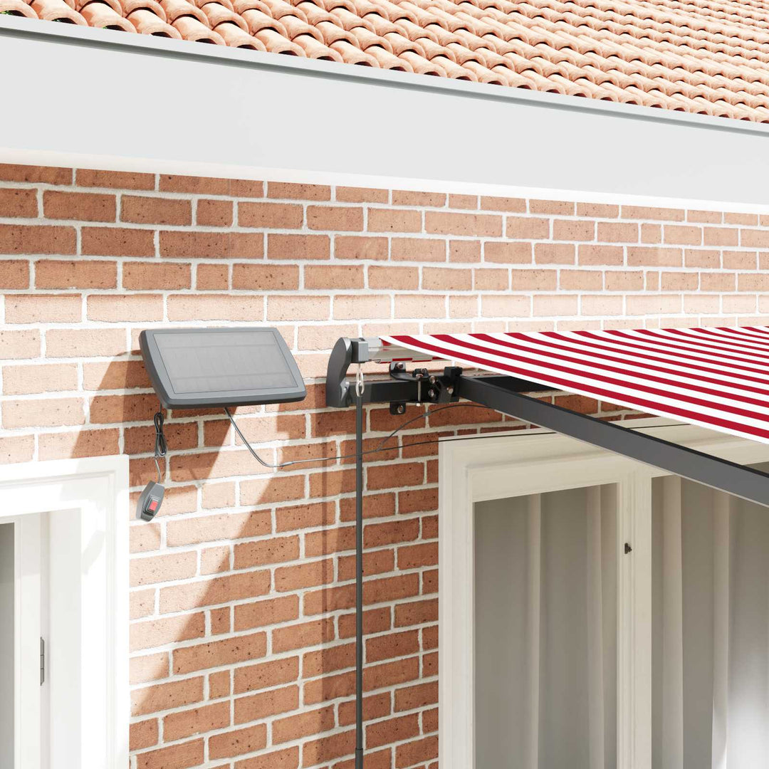 Udtrækkelig markise Rød og Hvid 350 x 250 cm Stof og aluminium