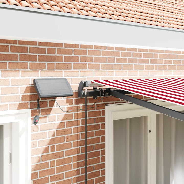 Udtrækkelig markise Rød og Hvid 350 x 250 cm Stof og aluminium