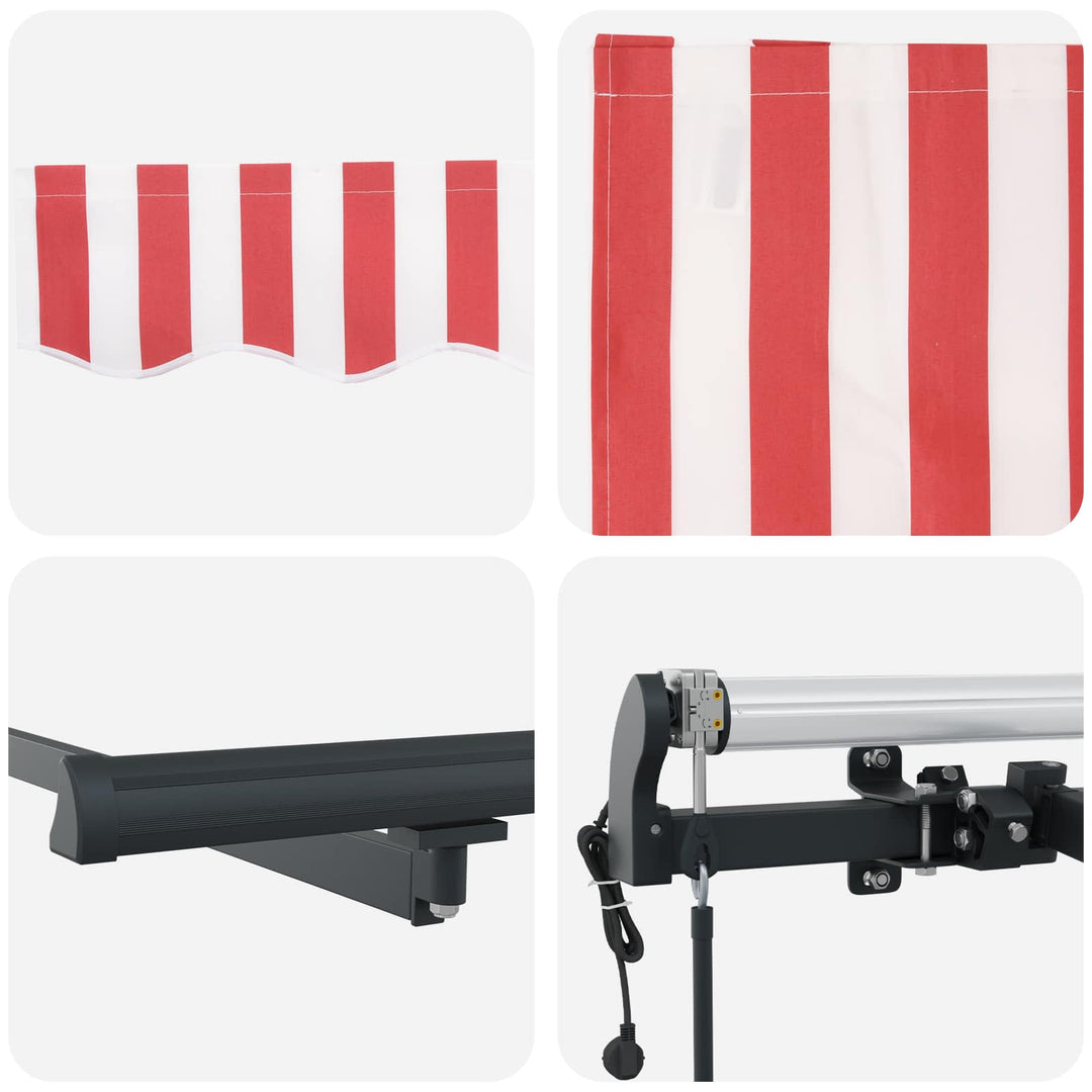 Udtrækkelig markise Rød og Hvid 350 x 250 cm Stof og aluminium