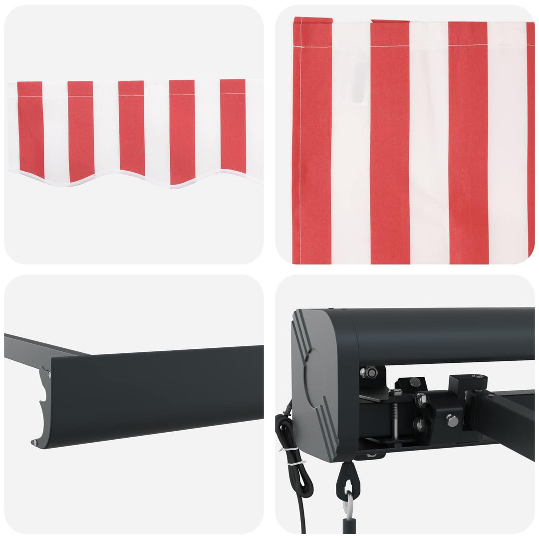 Udtrækkelig markise Rød og Hvid 350 x 250 x 165 cm