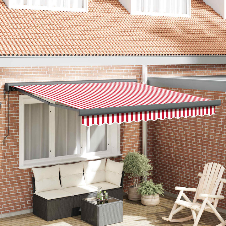 Udtrækkelig markise Rød og Hvid 350 x 250 x 165 cm