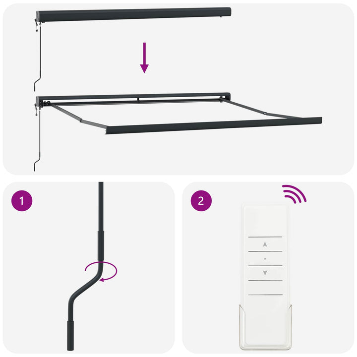 Udtrækkelig markise Rød og Hvid 350 x 250 x 165 cm