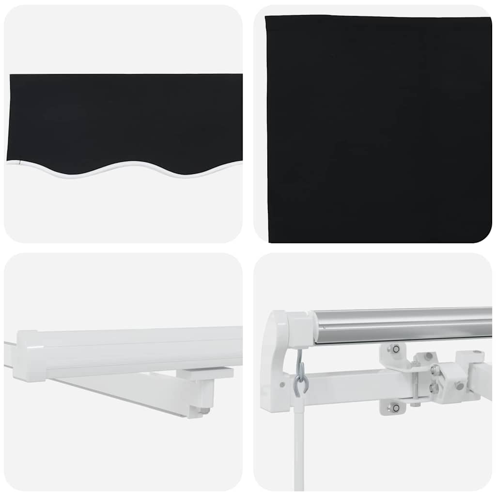 Udtrækkelig markise Sort 350 x 250 cm Stof og aluminium