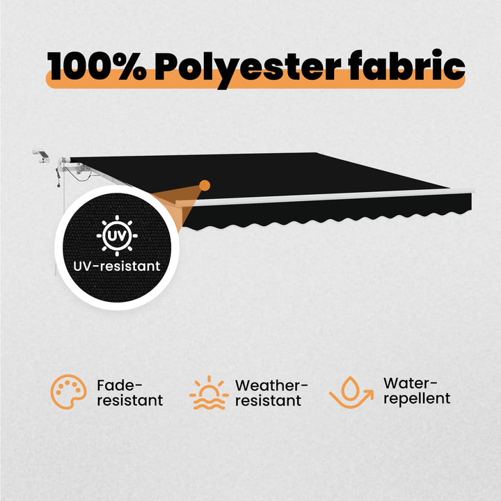 Udtrækkelig markise Sort 350 x 250 cm Polyester